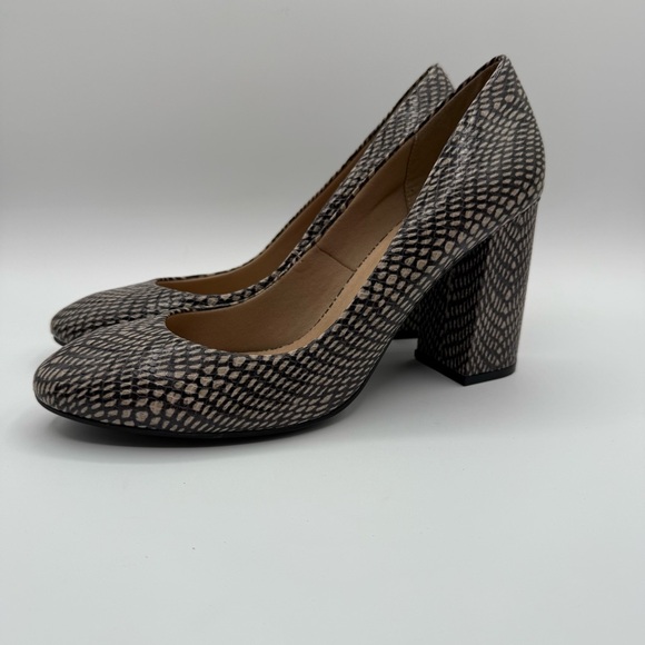 M&S Collection Insolia Snake Skin Print Block Chunky Heel Pumps Size 10 - Picture 1 of 16
